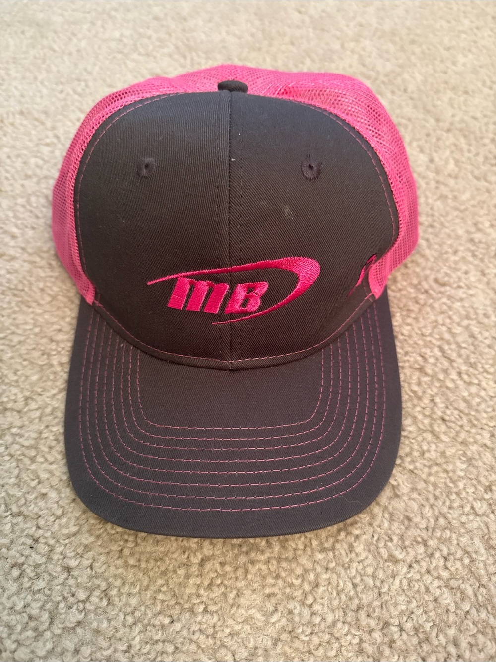 Port Authority Black and Hot Pink Mesh Cap